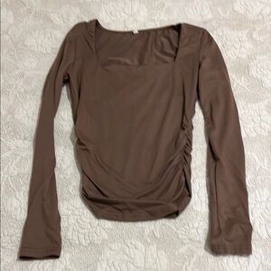 Brown Fitted Ruched Blouse